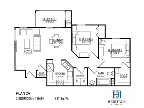 Heritage at Draper Apartments in Draper, Utah 2A Floor Plan